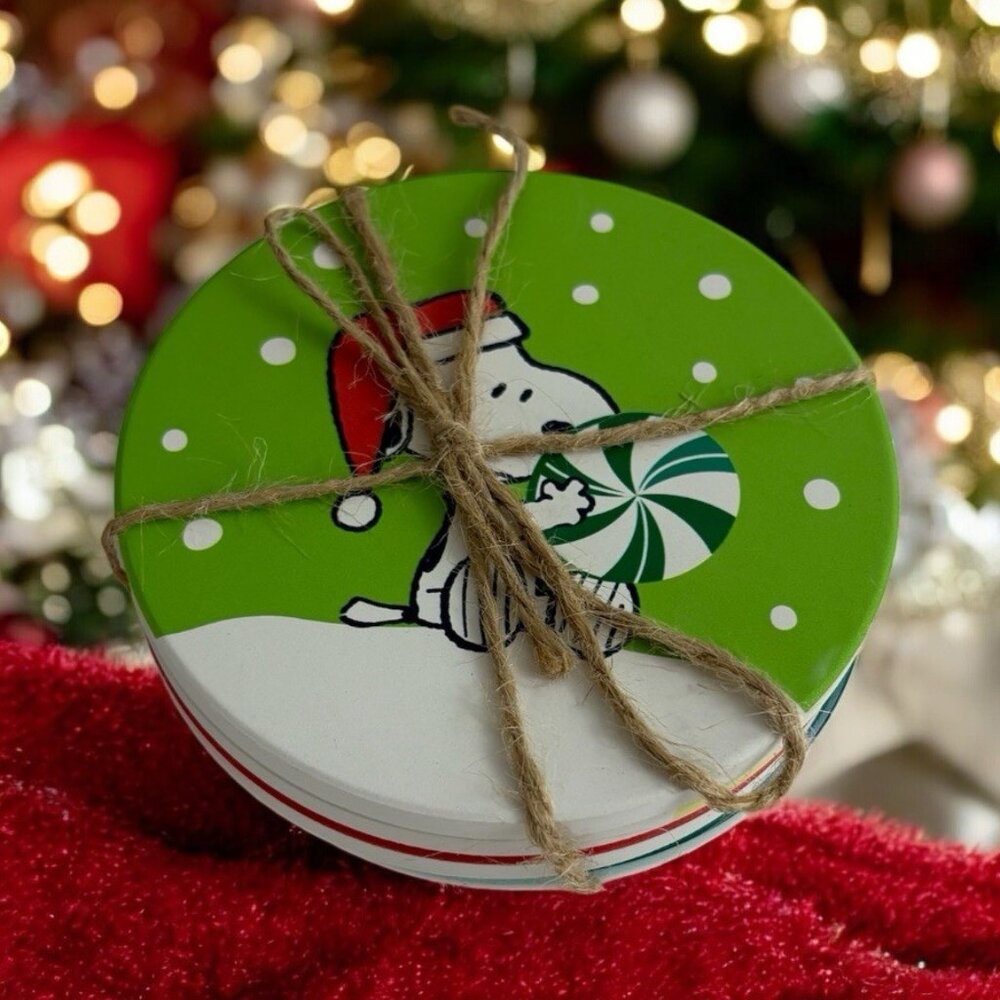 Peanuts Snoopy Linus Christmas Coasters Set Of 4 Assorted New Ceramic NEW Gift